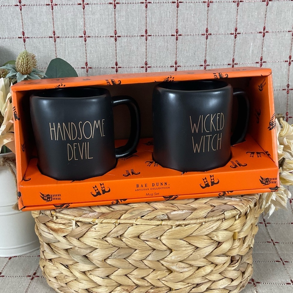 Rae Dunn Artisan Collection by Magenta Halloween Mug Gift Set Devil & Witch New